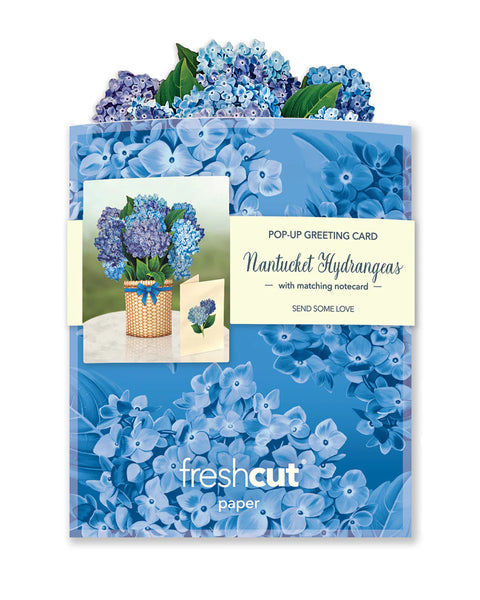 Front view of mailing envelope for Mini Nantucket Hydrangeas greeting card