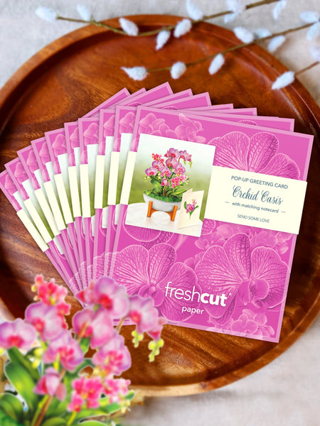 10 pack of Mini Orchid Oasis greeting cards