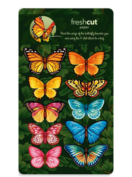 Colorful butterflies ready to be popped out of the cardboard to be placed on the greeting card