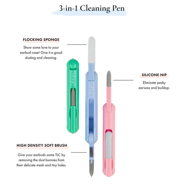 instructions - flocking sponge, silicone nip and high density soft brush earbud cleaning utensils