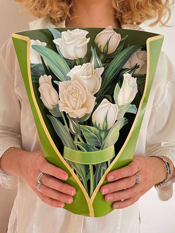 White Roses Greeting Card