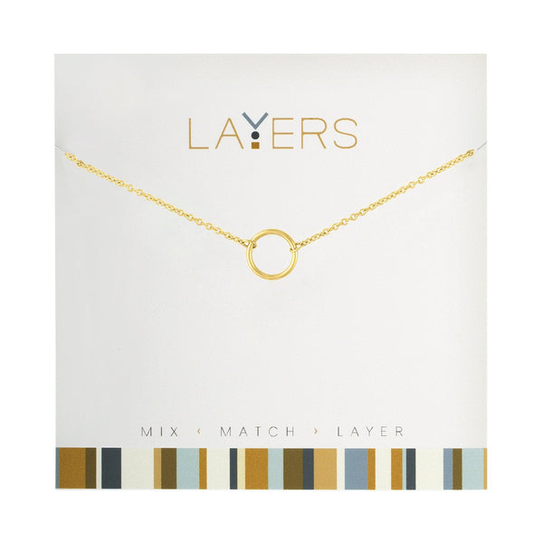 Lay-11G Gold circle Layers necklace