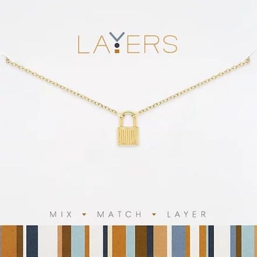 Lay-145G gold padlock Layers necklace