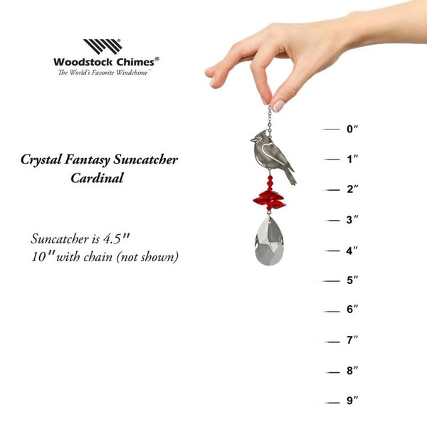 Cardinal Crystal Fantasy Suncatcher measure - 4.5" x 10" with chain