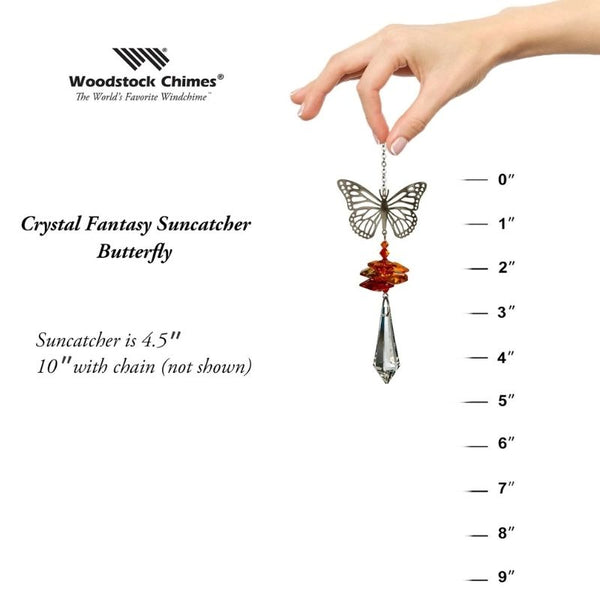 Crystal Fantasy Suncatcher Butterfly measures 4.5" x 10" with chain