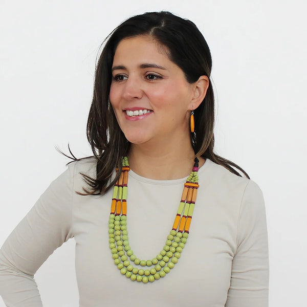 Lime Triple Strand Jasper Statement Necklace