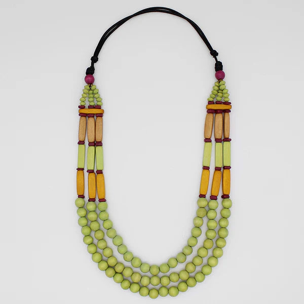 Lime Triple Strand Jasper Statement Necklace