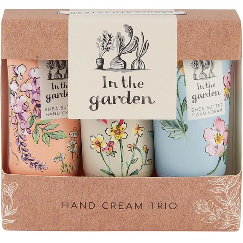 In the Garden hand cream trio in package