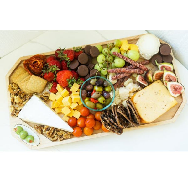 Nora Fleming O4 Maple Wood Board as Charcuterie board with olive mini