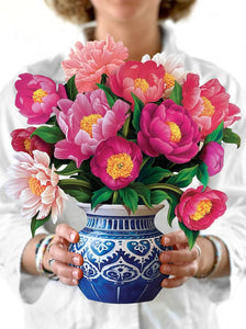 Woman hold fully open Peony Paradise greeting card