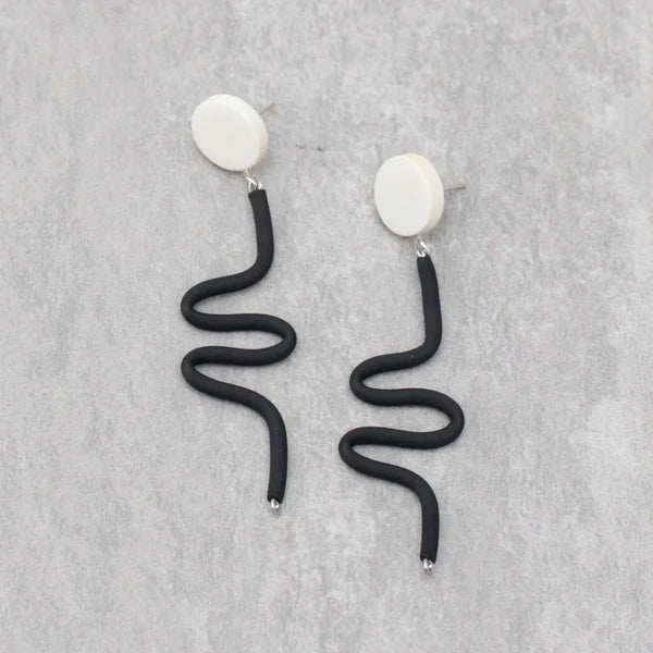 Black and White Remi Tube Earrings