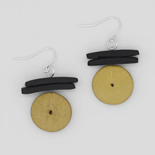 Yellow and Black Earrings by Sylca Designs