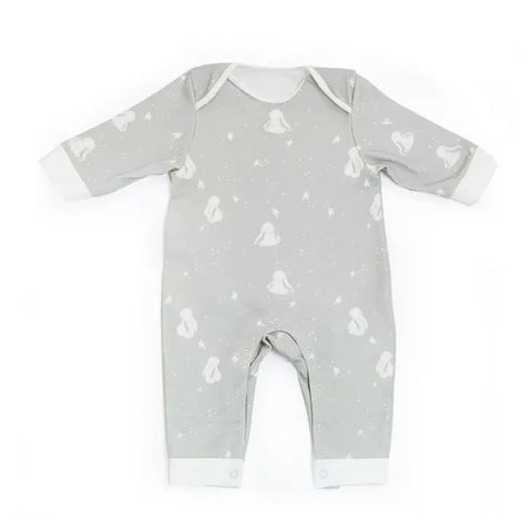 Grey with white bunnies, Blooms Organic Romper in  size 0-3 months