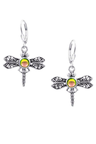 Polished fire dragonfly earrings