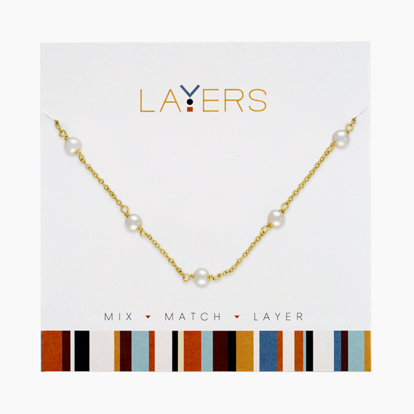 Lay-131G Gold Layers necklace with pearls