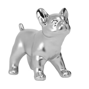 Silver ceramic bulldog sculpture from Torre & Tagus