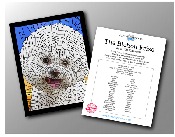 Word Guide for Bichon Frise Word Mosaic Art Print by Curtis Epperson
