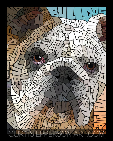 Bulldog - Word Mosaic Art Print by Curtis Epperson
