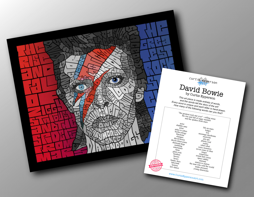 David Bowie - Word Mosaic Art Print – Willow Gift & Home