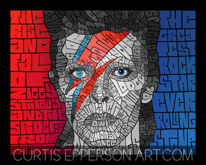David Bowie Word Mosaic Art Print by Curtis Epperson