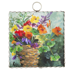 Colorful Fall Flowers in basket art print