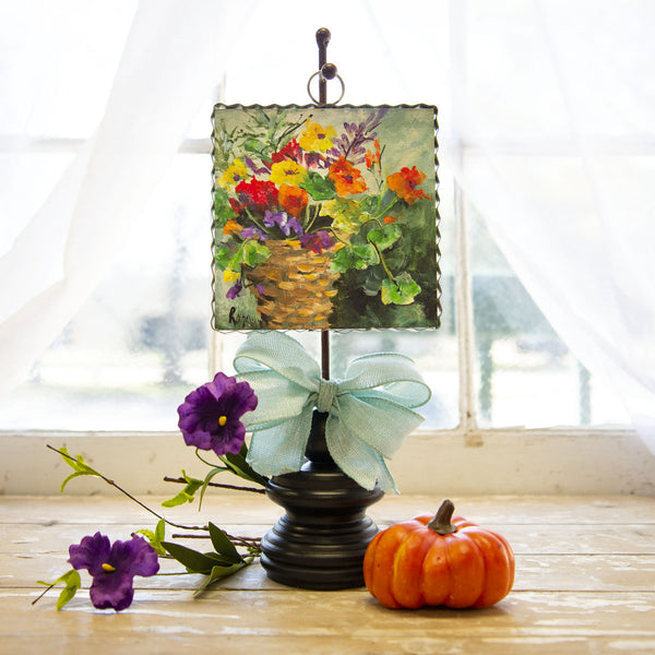 Fall flowers in basket art print