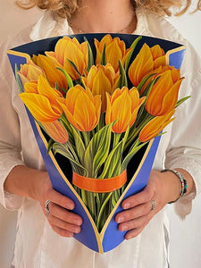 Fresh Cut Paper Greeting Card - Yellow Tulips