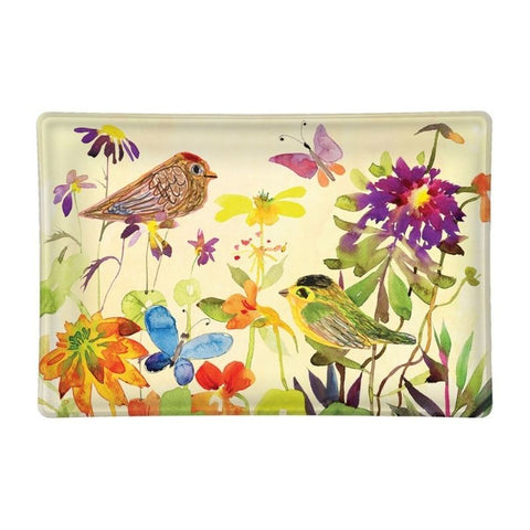 Birds & Butterflies Glass Soap Dish by Michel Design Works