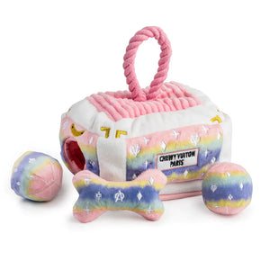 Pink Ombre Chewy Vuiton Interactive Trunk Plush Toy with bone and two balls