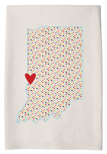 Terre Haute, Indiana heart print on flour sack hand towel by Coast & Cotton