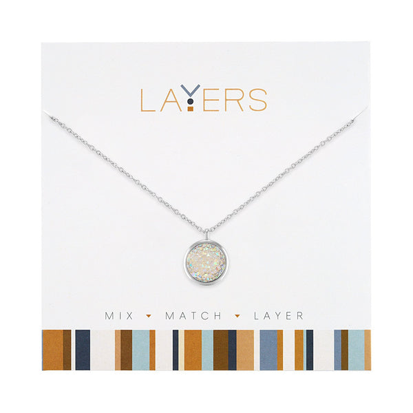 Silver AB Druzy necklace LAY-577S