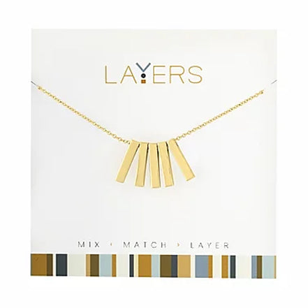 LAY-09G  Five Gold Bars Layers Necklace
