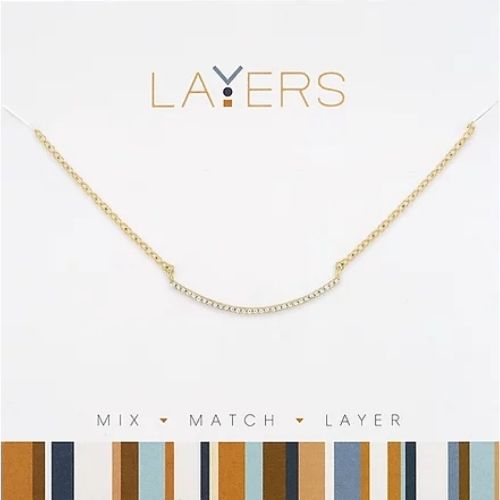 Lay-139G Gold CZ Curve Layers necklace