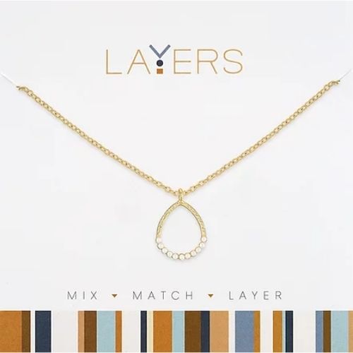 Layers gold open teardrop necklace