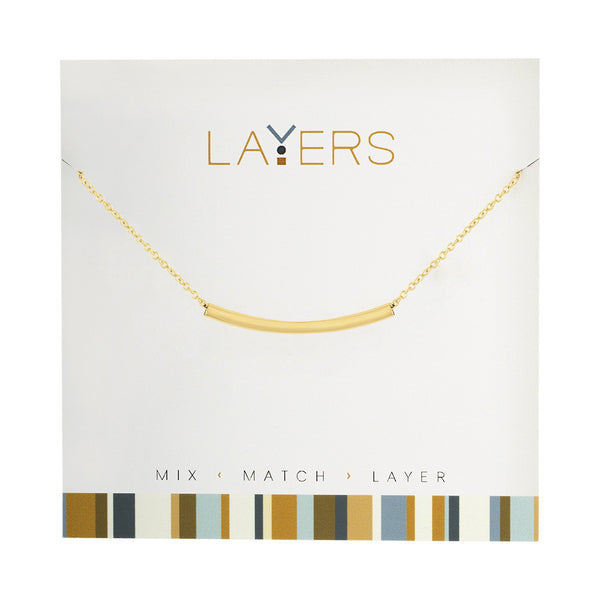 Lay-15G Layers gold necklace with curved bar