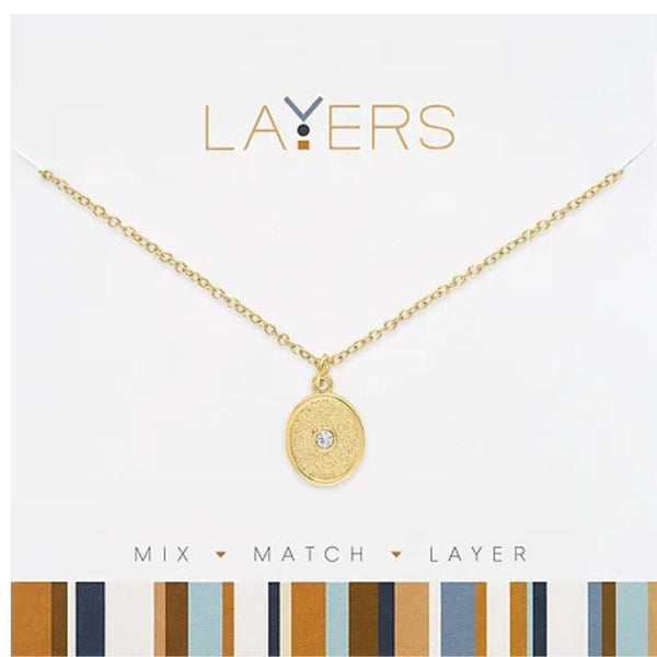 Lay-161G Layers Gold necklace circle with stone