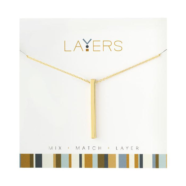 Lay-31G Layers gold single bar necklace