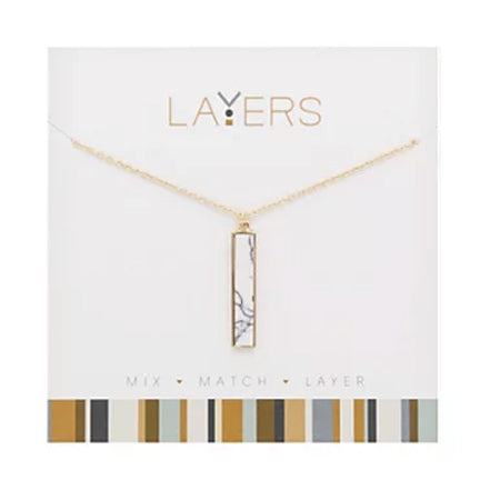 Lay-87G Gold Granite Bar Layers Necklace