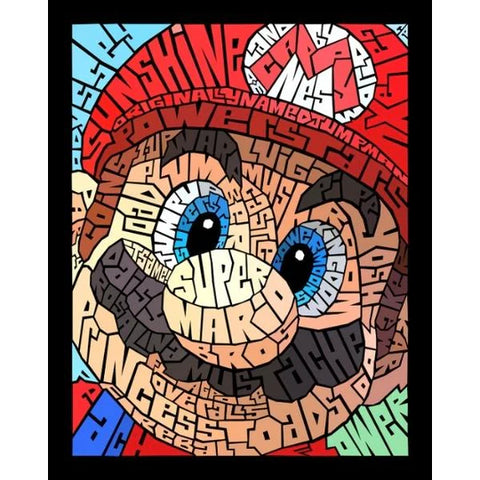 Super Mario - Word Mosaic Art Print by Curtis Epperson