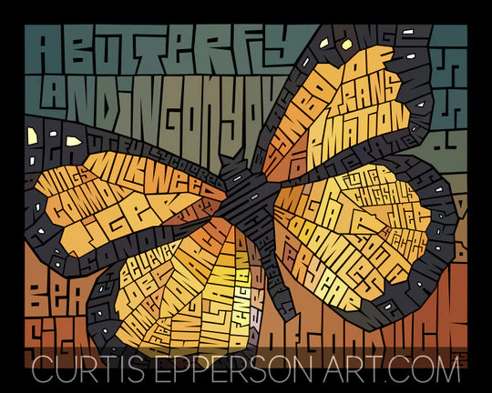 The Monarch Butterfly Word Mosaic Art Print by Curtis Epperson
