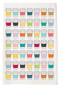 Coffee cups to go print on this On The Go  Flour Sack Hand Towel