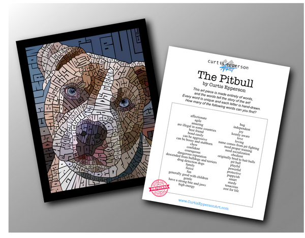 the Pitbull art print word guide