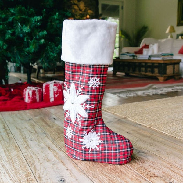 Plaid and Flakes Standing Stocking