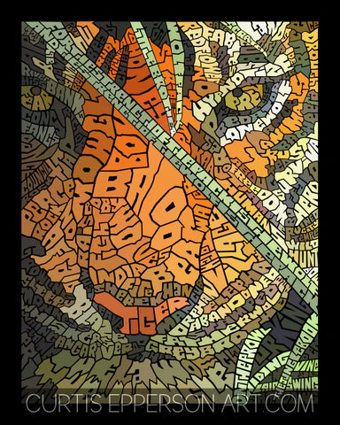 Jungle Book Tiger Word Mosaic Art Print