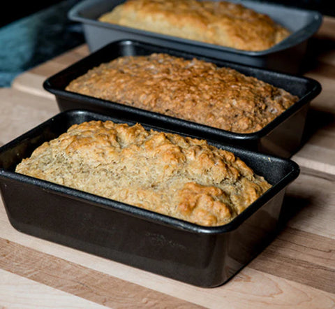 Soberdough Sea Salt & Crack Pepper loaves in baking pans