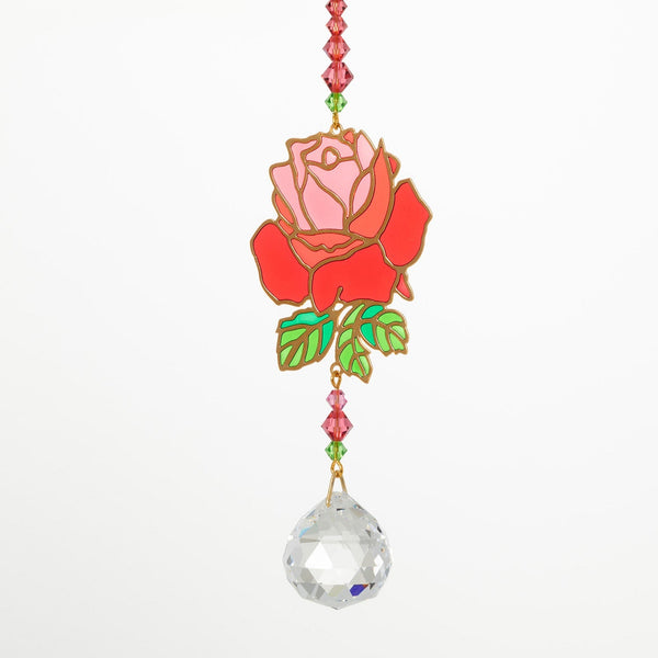 Crystal Dreams Rainbow Rose Suncatcher by Woodstock Chimes