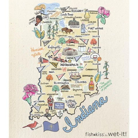 State of Indiana Print Swedish Dishcloth