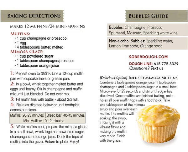 Directions for baking Mimosa Muffins by Soberdough