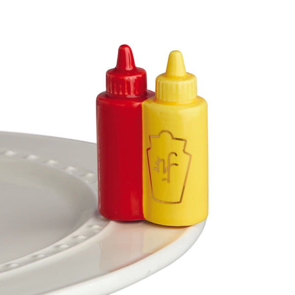 Main Squeeze - Nora Fleming mustard and ketchup mini on serving platter